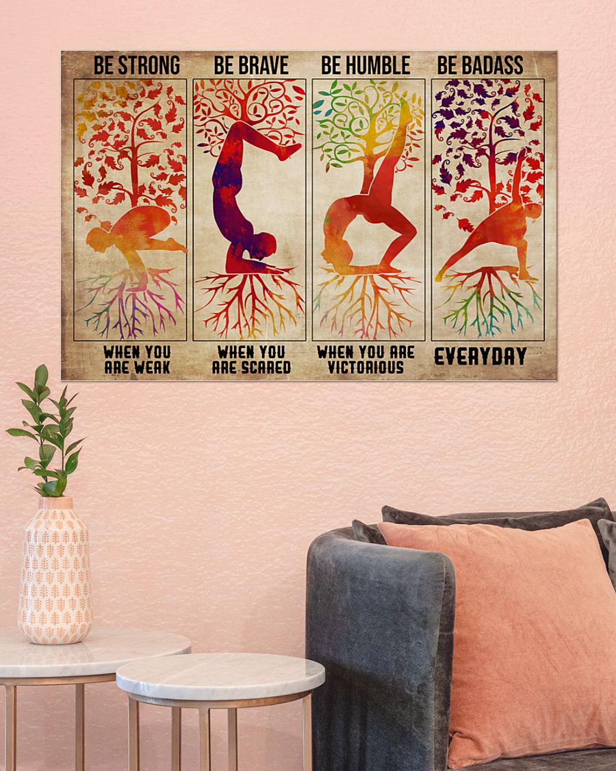 Yoga Love Peace Be Strong Be Brave - Horizontal Poster - 5to9style
