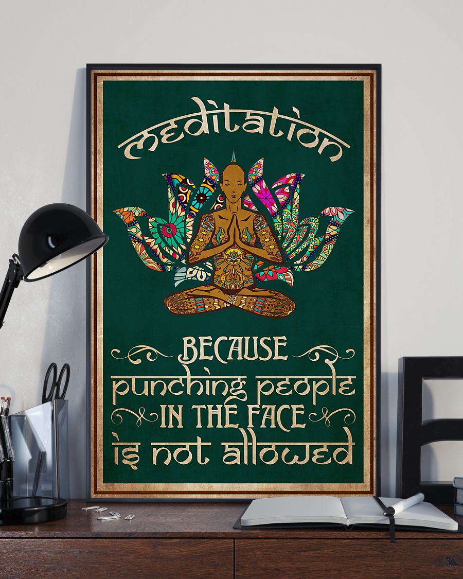 Yoga Meditation Because Pundching People In The Face - Vertical Poster - 5to9style