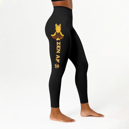 Zen AF Chill Llama Yoga Pants All-Over Print Women's High Waist Leggings | 5To9Style