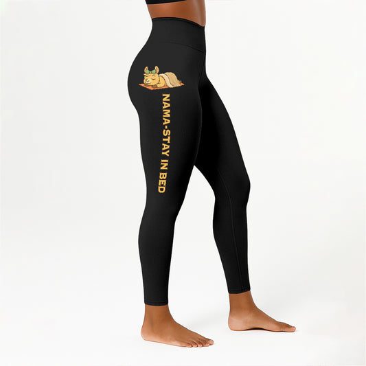 Nama-stay In Bed Chill Llama Yoga Pants All-Over Print Women's High Waist Leggings | 5To9Style