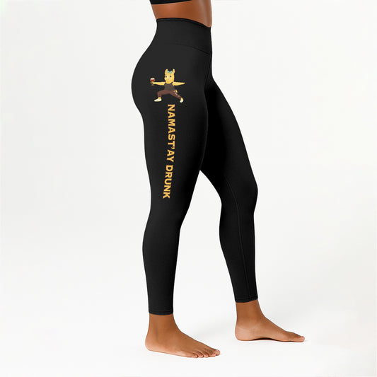 Namast’ay Drunk Chill Llama Yoga Pants All-Over Print Women's High Waist Leggings | 5To9Style