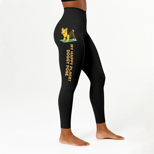 My Happy Place Chill Llama Yoga Pants All-Over Print Women's High Waist Leggings | 5To9Style