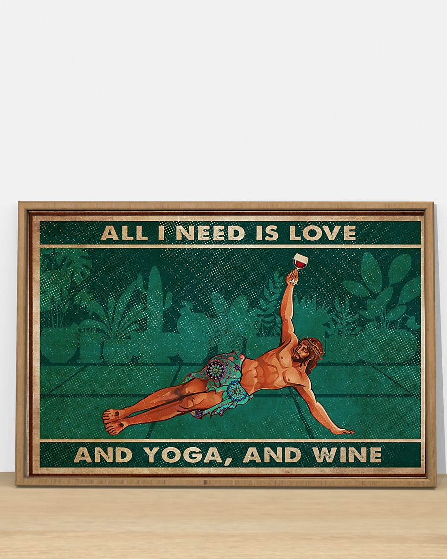 Yoga Love Peace And Wine - Horizontal Poster - Owl Ohh