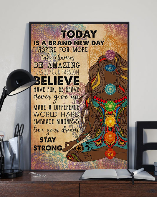 Yoga Today Is A Brand New Day - Vertical Poster - Owl Ohh