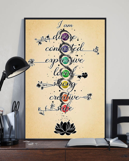 Yoga Life Peace I Am Divine - Vertical Poster - Owl Ohh
