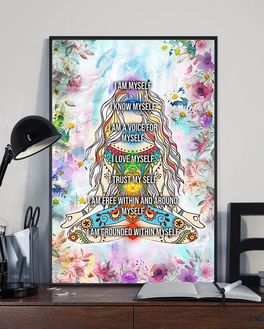 Yoga Life Peace I Am Myself - Vertical Poster - Owl Ohh