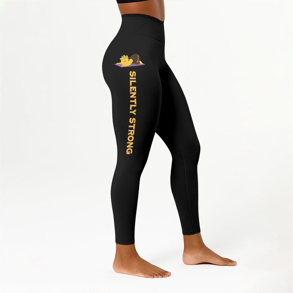 Silently Strong Chill Llama Yoga Pants All-Over Print Women's High Waist Leggings | 5To9Style