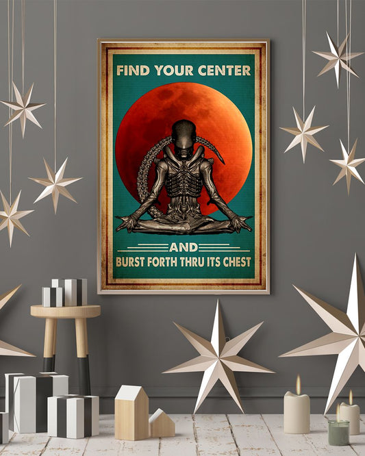 Yoga Find Your Center - Vertical Poster - Owl Ohh