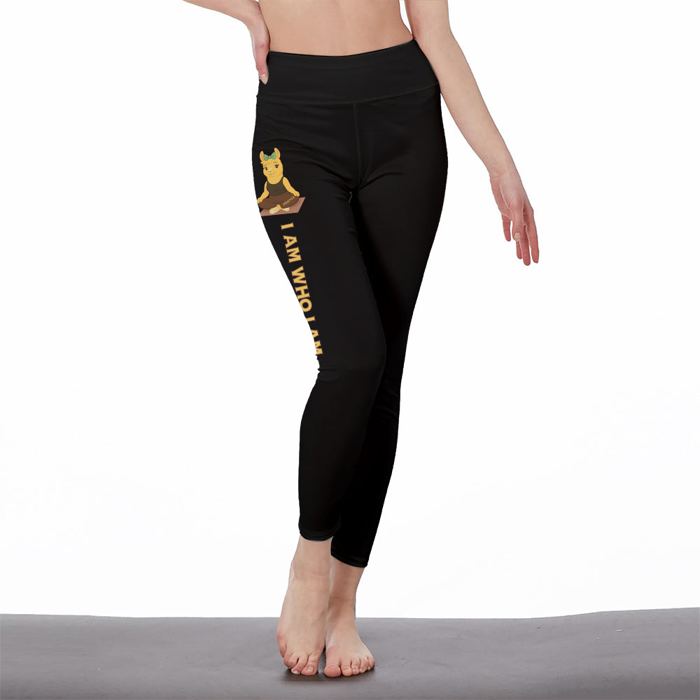 I Am Who I Am Chill Llama Yoga Pants All-Over Print Women's High Waist Leggings | 5To9Style