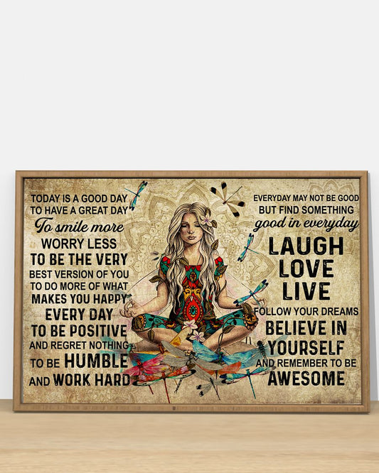 Yoga Love Peace Today Is A Good Day - Horizontal Poster - 5to9style