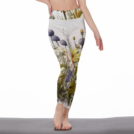 Yoga Pants Flower Flourishing Purple Leaf Meadow Yoga High Waist Leggings | 5To9Style
