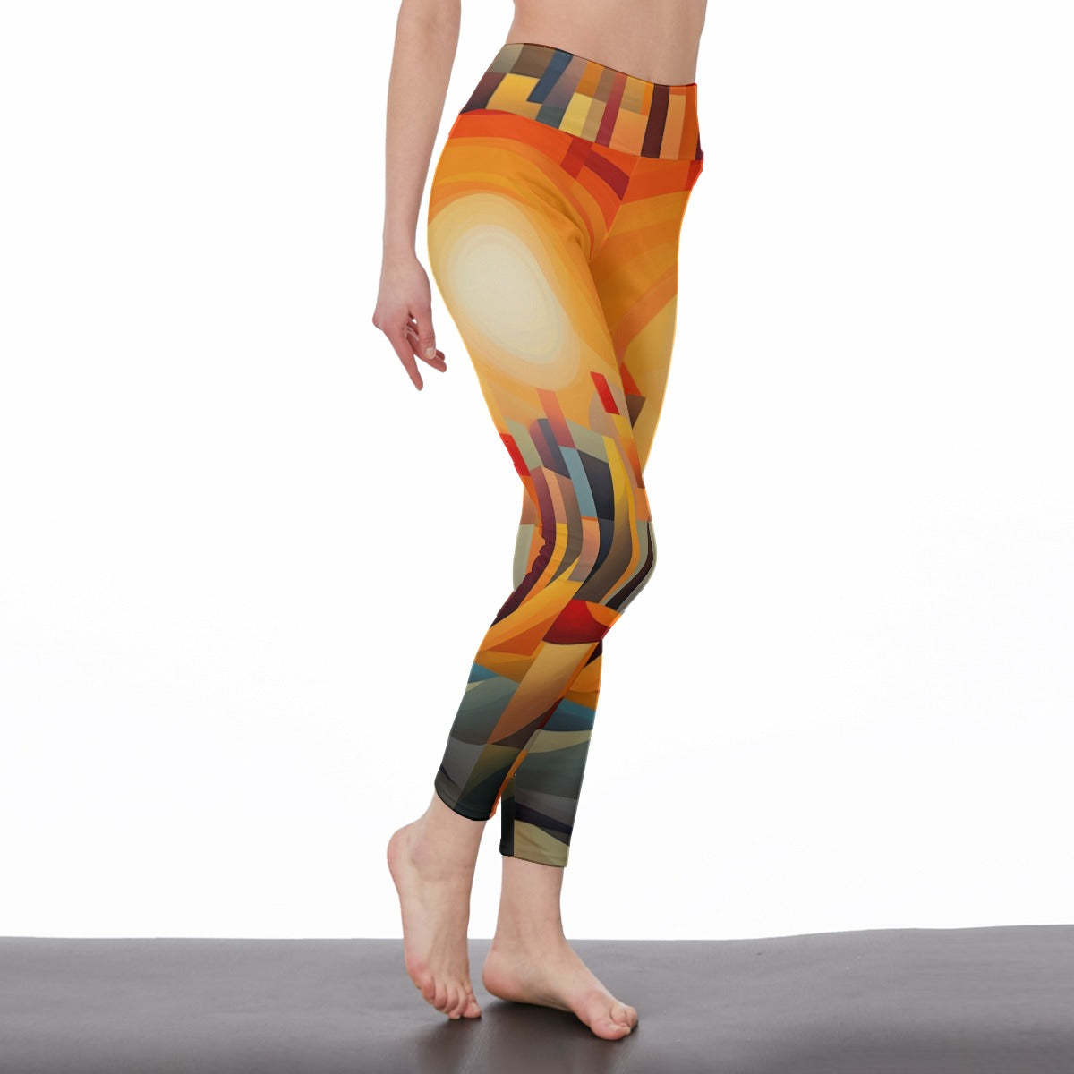 Yoga Pants Art Geometric Abstract Color Harmony Style Yoga High Waist Leggings | 5To9Style