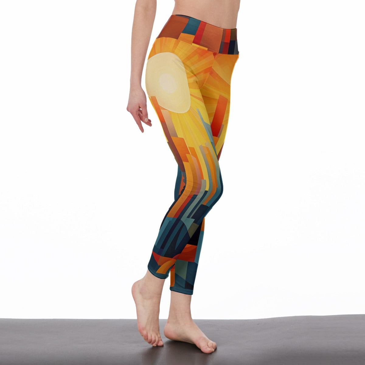 Yoga Pants Art Abstract Sunset Cityscape Design Yoga Pants Yoga High Waist Leggings | 5To9Style