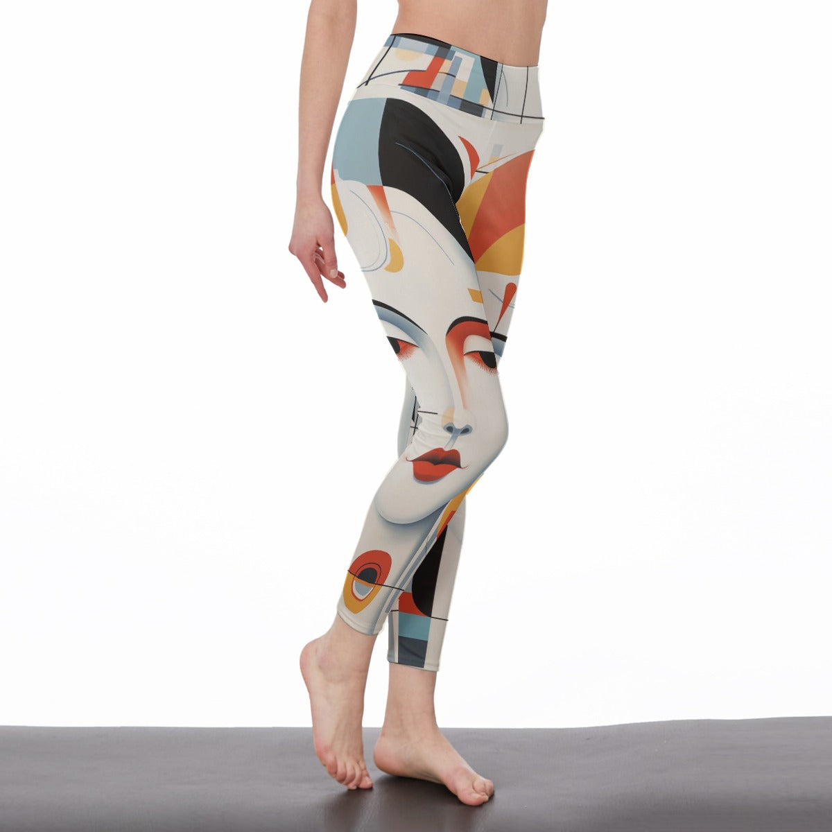 Yoga Pants Art Modern Female Face Expression Yoga High Waist Leggings | 5To9Style