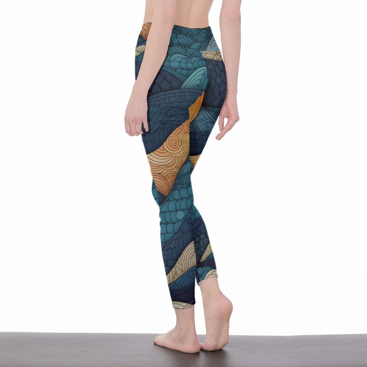 Yoga Pants Art Abstract Wave Pattern Artistic Design Yoga High Waist Leggings | 5To9Style