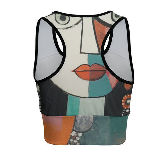 Art Modern Woman Portrait Artistic Pattern Yoga Women's Sports Bra