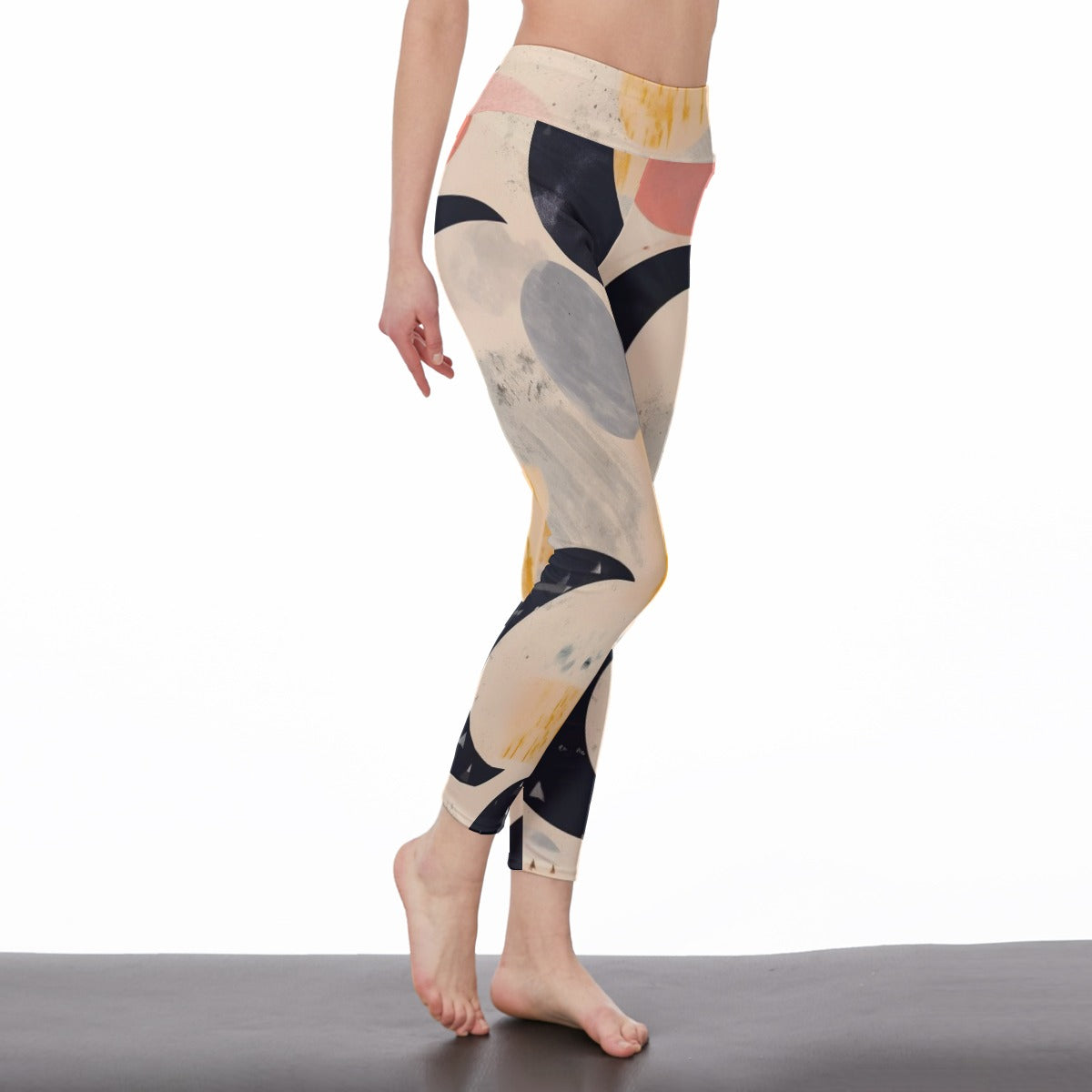Art Abstract Color Block Artistic Design Yoga High Waist Leggings | 5To9Style