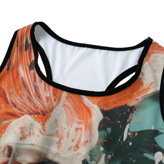 Flower Abstract Orange Lily Ocean Bloom Yoga Women's Sports Bra