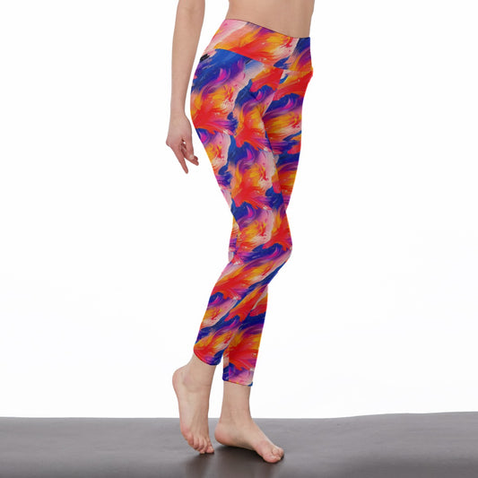 Abstract Watercolor Splashes Serenity Strength Aura Yoga High Waist Leggings | 5To9Style