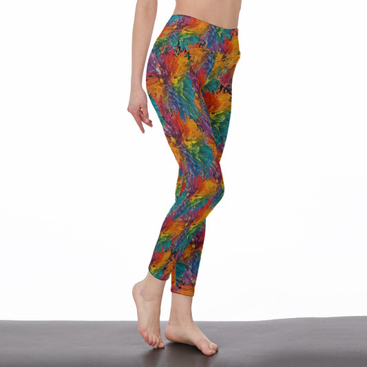 Abstract Watercolor Splashes Mystic Balance Glow Yoga High Waist Leggings | 5To9Style