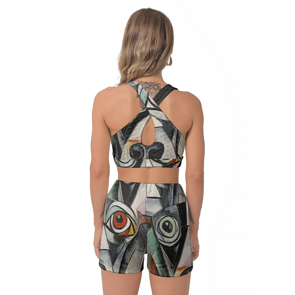 Yoga Set Abstract Realistic Dog Art All-Over Print Women's Sports Bra Suit | 5to9style