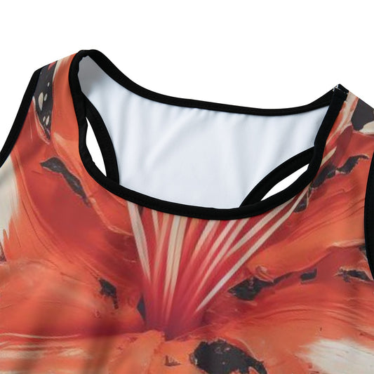 Flower Bold Orange Lily Artistic Bloom Yoga Women's Sports Bra