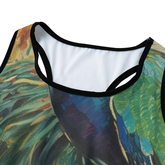 Peacock Artistic Green Peacock Feather Bloom Yoga Women's Sports Bra
