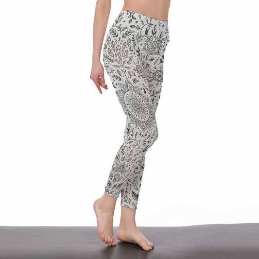 Tribal Line Art Serenity Strength Aura Yoga High Waist Leggings | 5To9Style