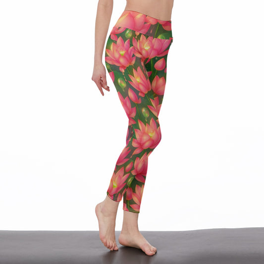 Lotus Leaf Water Drop Serenity Balance Inner Glow Yoga High Waist Leggings | 5To9Style