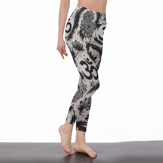 Ink Brush Strokes Zen Harmony Flow Balance Yoga High Waist Leggings | 5To9Style