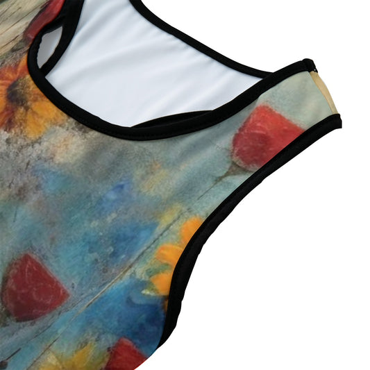 Flower Rustic Sunflower Poppy Garden Glow Yoga Women's Sports Bra