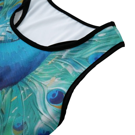 Peacock Majestic Blue Peacock Feather Glory Yoga Women's Sports Bra