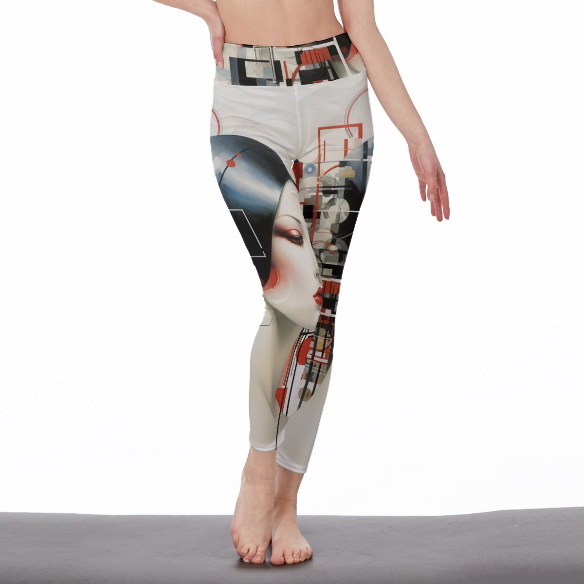 Yoga Pants Art Expressionist Woman Face Design Yoga High Waist Leggings | 5To9Style