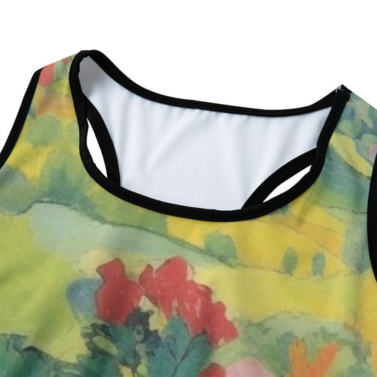 Flower Watercolor Wildflower Sunshine Meadow Yoga Women's Sports Bra