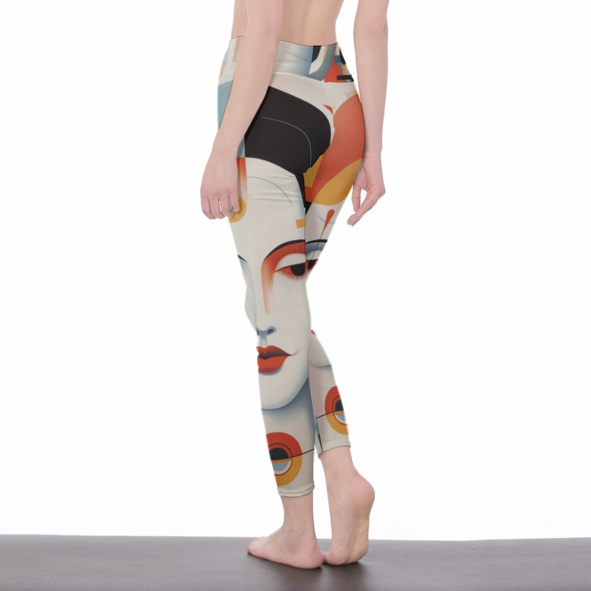 Yoga Pants Art Modern Female Face Expression Yoga High Waist Leggings | 5To9Style
