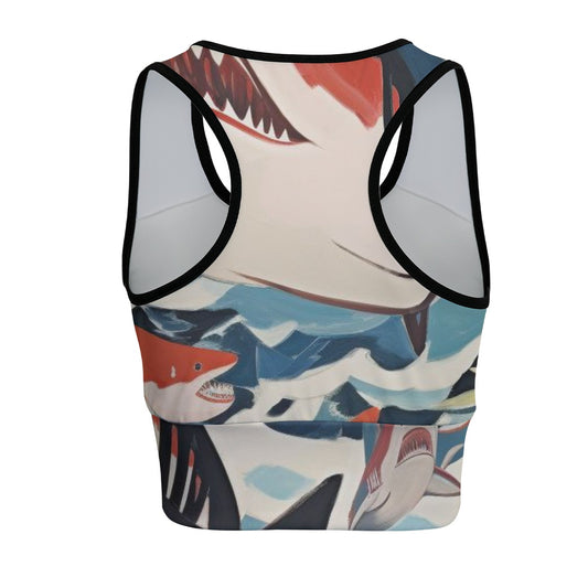 Shark Ocean Predator Smile Pattern Yoga Women's Sports Bra