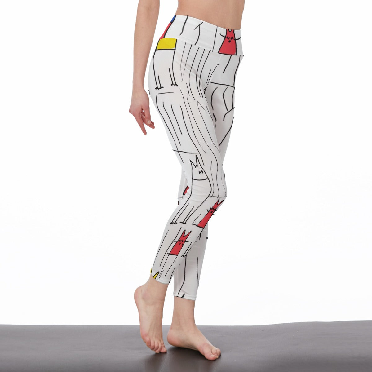 Yoga Pants Cat Black White Print Harmony Yoga High Waist Leggings | 5To9Style