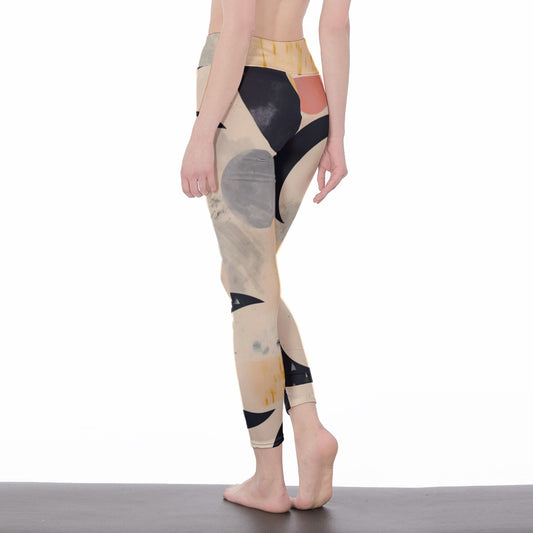 Art Abstract Color Block Artistic Design Yoga High Waist Leggings | 5To9Style