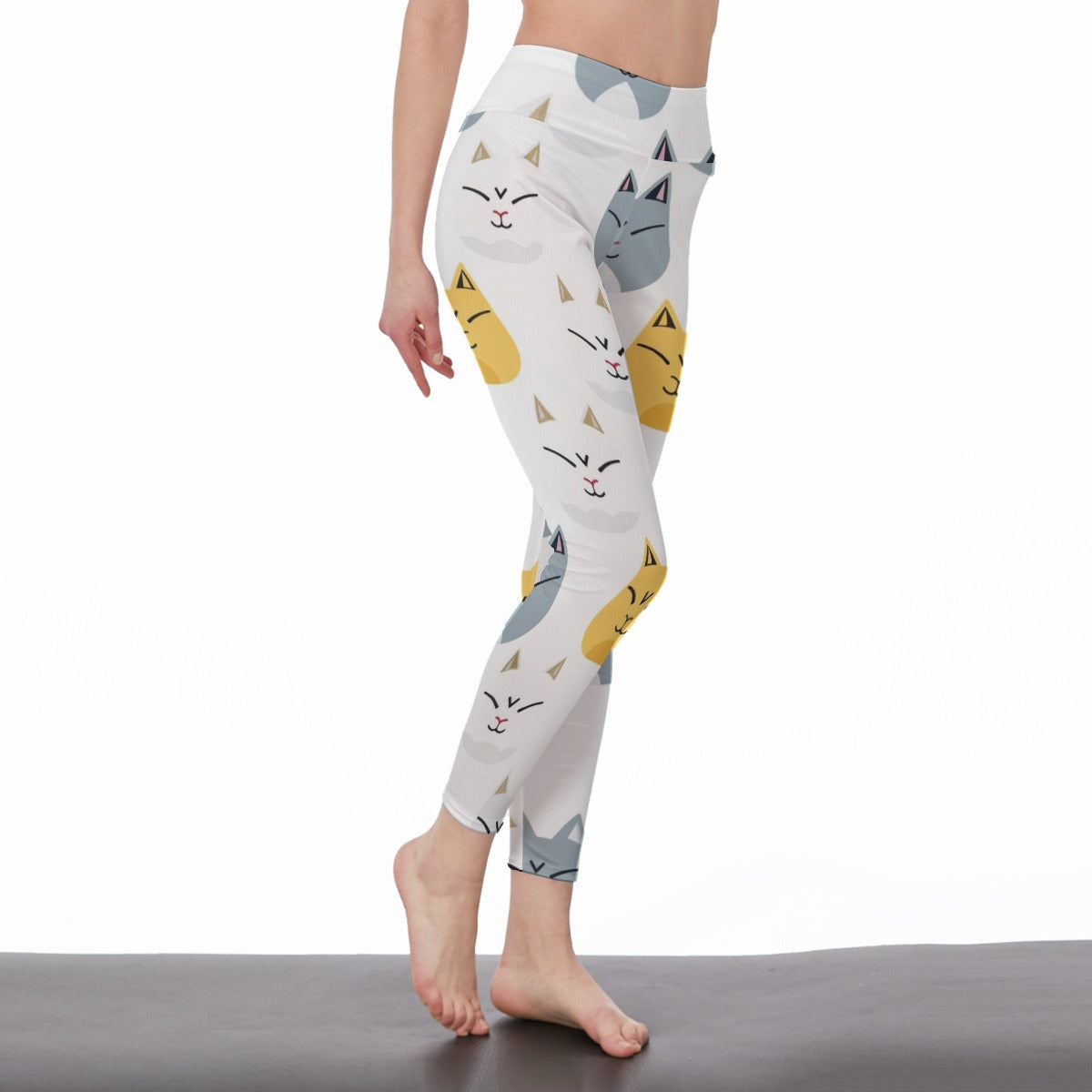 Yoga Pants Cat Monochrome Graphic Repeat Style Yoga High Waist Leggings | 5To9Style