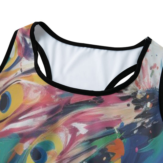 Peacock Abstract Peacock Feather Color Splash Yoga Women's Sports Bra