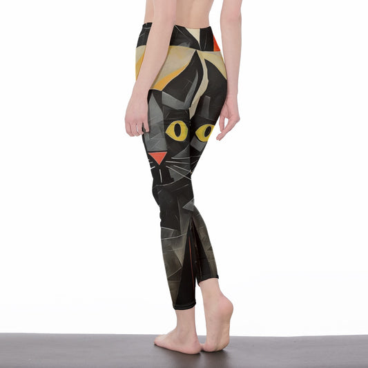 Yoga Pants Cat Abstract Face Geometry Yoga High Waist Leggings | 5To9Style
