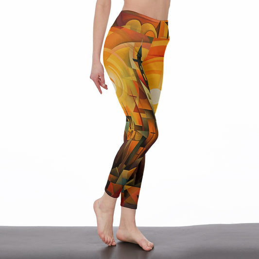 Yoga Pants Art Pastel and Bold Shape Art Print Yoga High Waist Leggings | 5To9Style