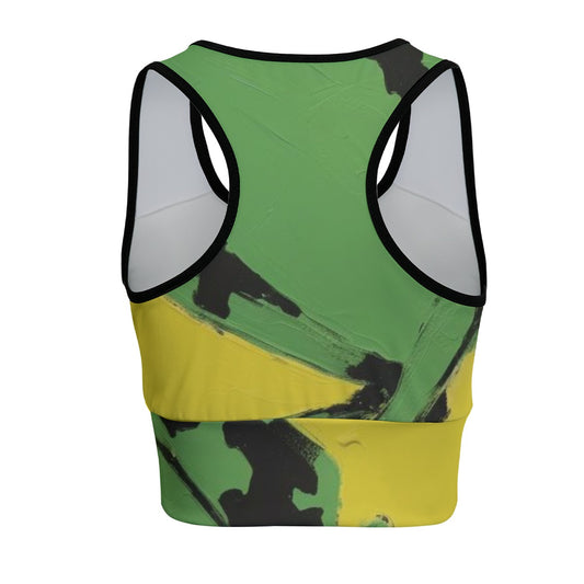 Frog Abstract Green Jungle Splash Yoga Women's Sports Bra
