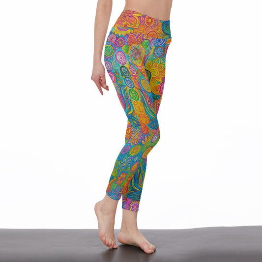 Mandala Pose Sacred Light Aura Yoga High Waist Leggings | 5To9Style