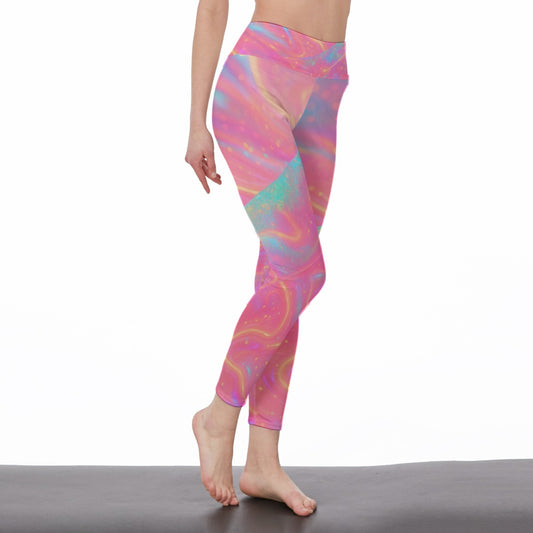 Iridescent Abstract Harmony Energy Flow Yoga High Waist Leggings | 5To9Style