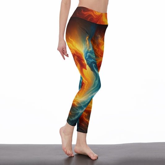 Fire & Water Duality Serenity Strength Aura Yoga High Waist Leggings | 5To9Style