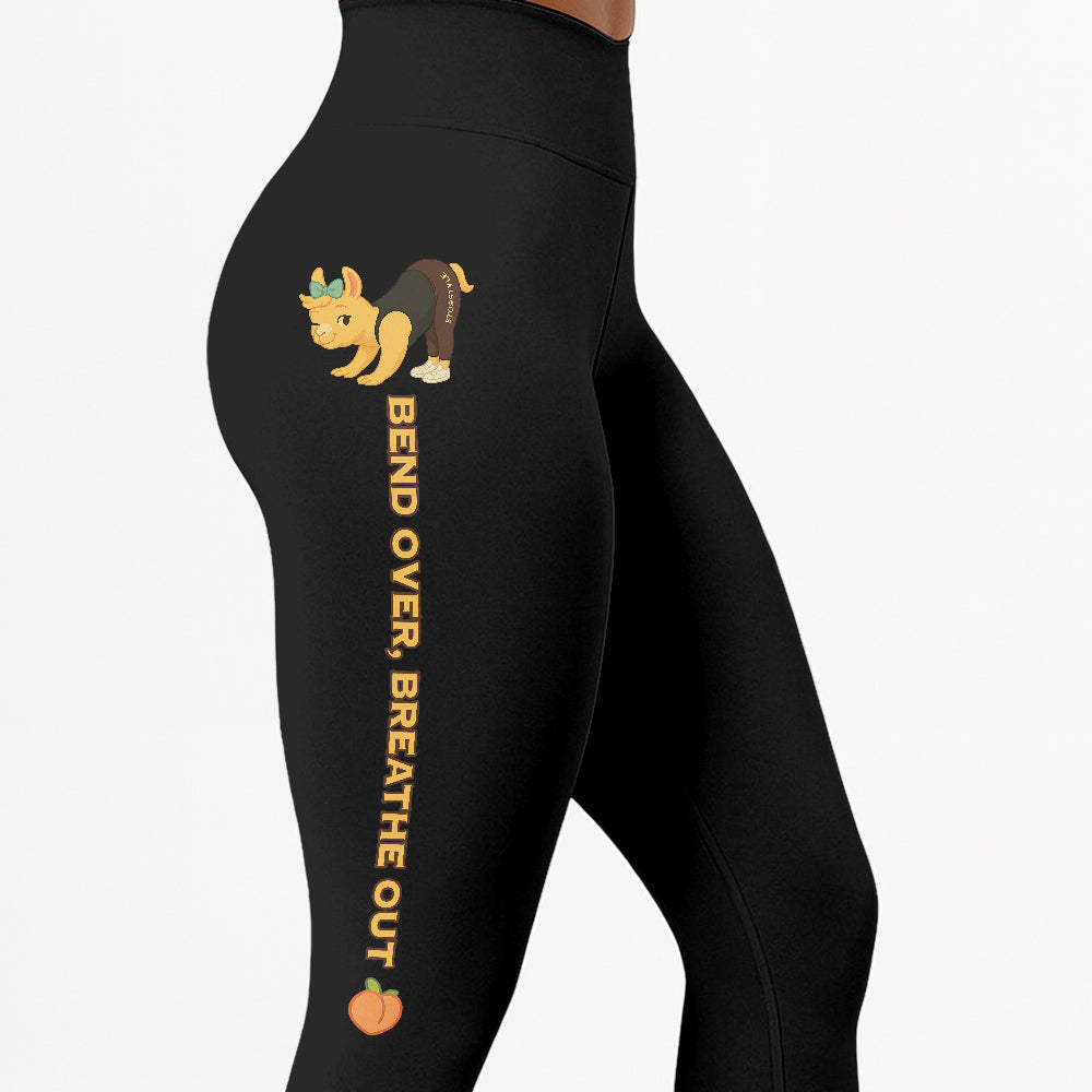 Bend Over, Breathe Out 👠Chill Llama Yoga Pants All-Over Print Women's High Waist Leggings | 5To9Style