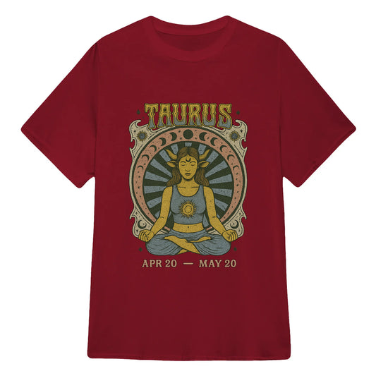 Taurus Zodiac Meditation Moon Phase Yoga Classic Unisex T-Shirt | 5To9Style