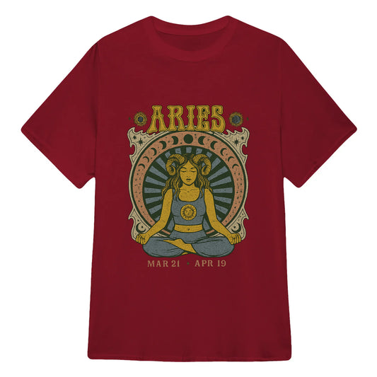 Aries Zodiac Meditation Moon Phase Yoga Classic Unisex T-Shirt | 5To9Style