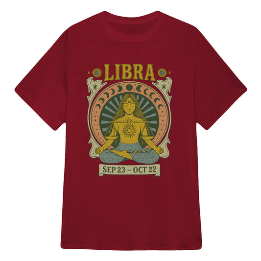 Libra Zodiac Meditation Moon Phase Yoga Classic Unisex T-Shirt | 5To9Style